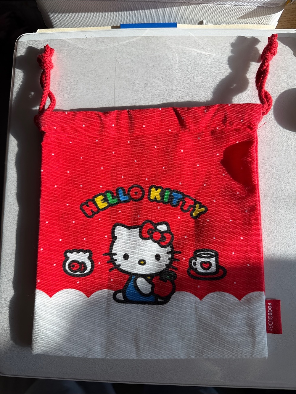 Hello Kitty Red and White Polka Dot Drawstring Pouch